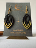Black & gold cut out Earrings - Wood with metal detail