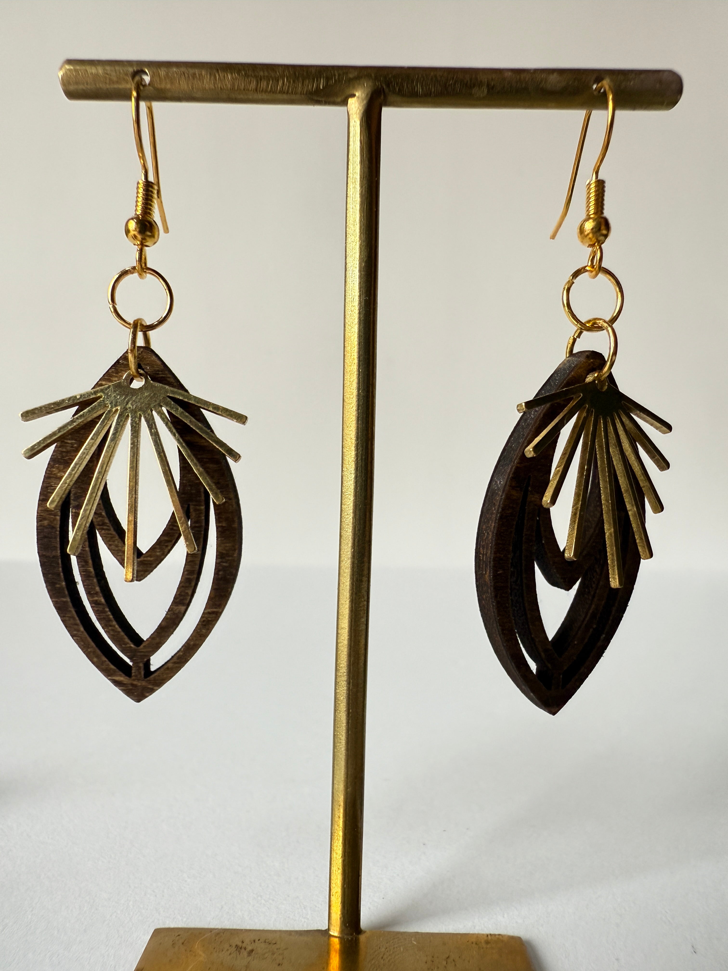 Celestial Bloom Earrings - Brown Gold