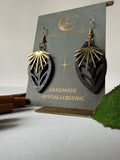 Celestial Bloom -Black & gold Earrings