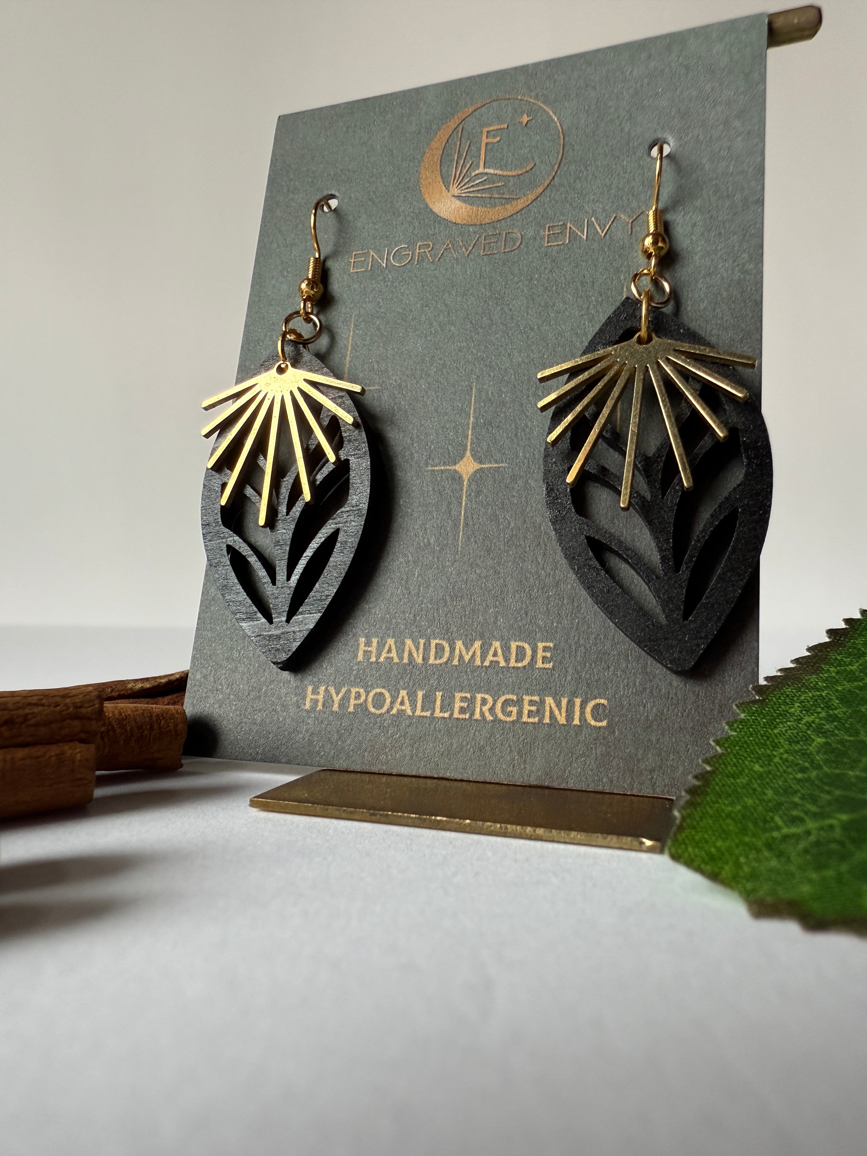 Celestial Bloom -Black & gold Earrings