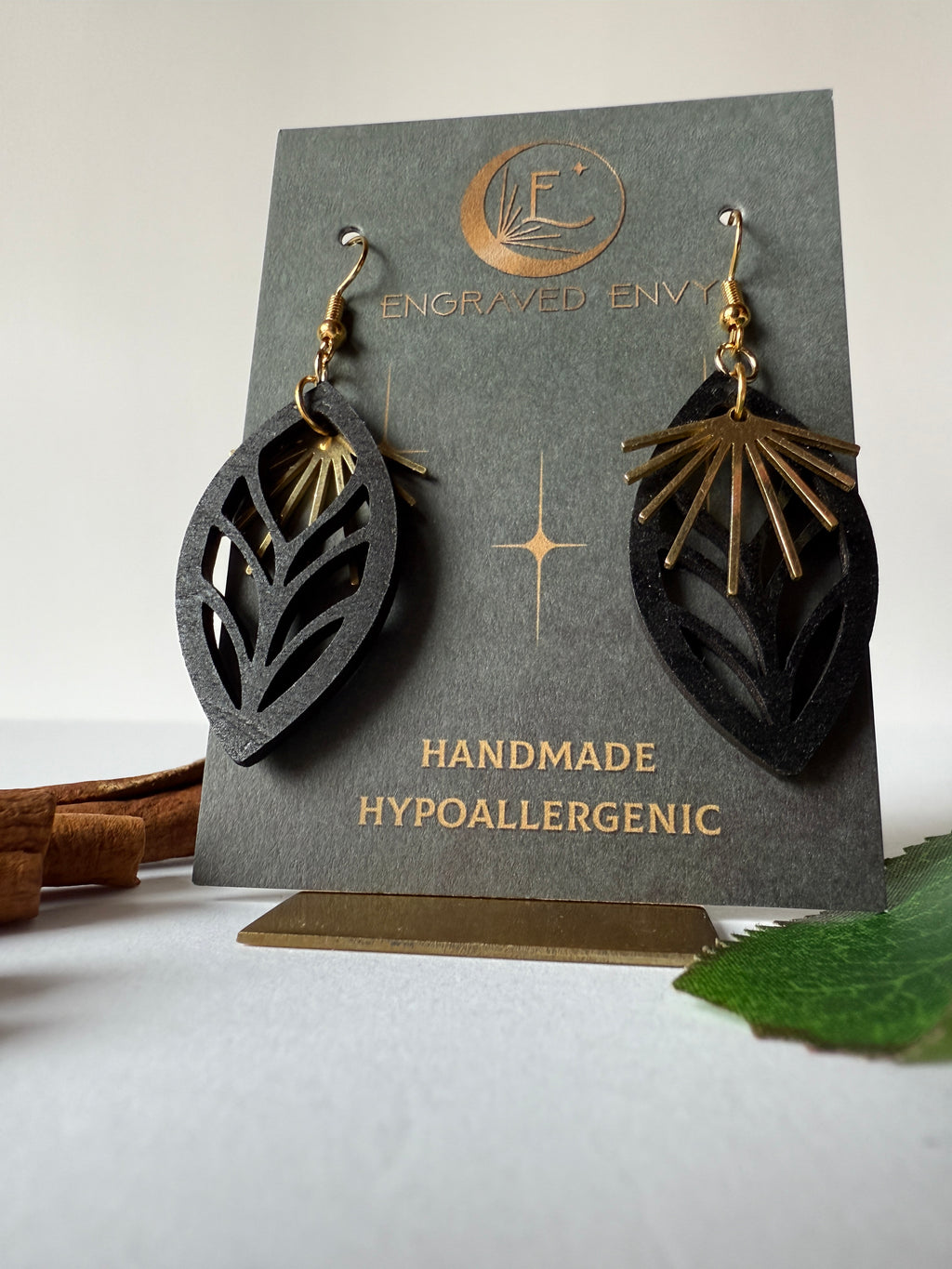 Celestial Bloom -Black & gold Earrings